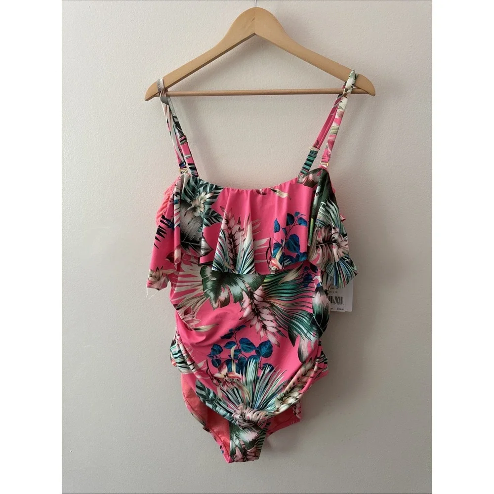 La Blanca Island Goddess Ruffled Off The Shoulder One Piece Swimsuit Women's 20W
